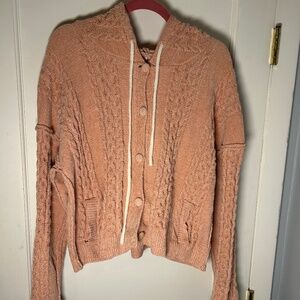 POL | Chenille Hooded Cardigan | Muted pink | Size Small (oversized)